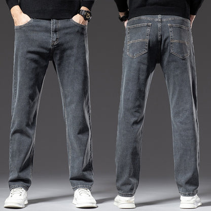 Hochelastische Herren-Jeans mit gerader Passform und lockerem Schnitt für Frühling und Herbst