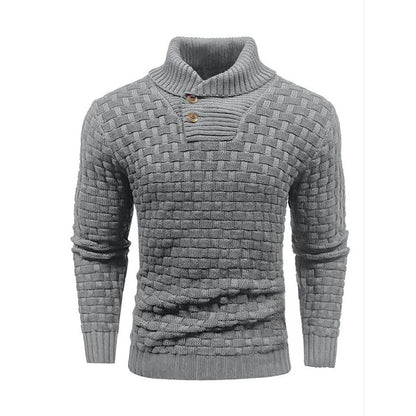 Men's Slim Turtleneck Sweater With Button Design Fashion Casual Solid Color Pullover Top Clothing - ARCHSHOPE