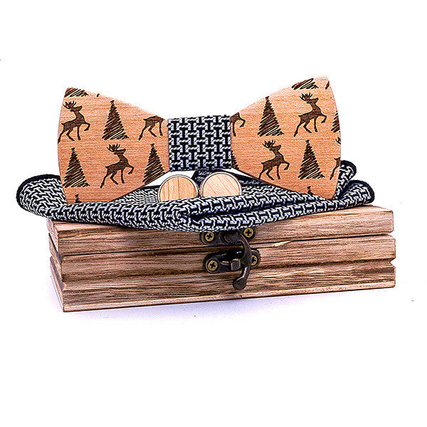 Christmas gift elk design wooden bow tie - ARCHSHOPE