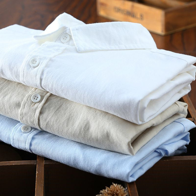 Summer Men's Cotton And Linen Casual Long Sleeve Shirt Thin - ARCHSHOPE