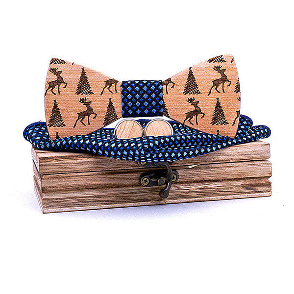 Christmas gift elk design wooden bow tie - ARCHSHOPE