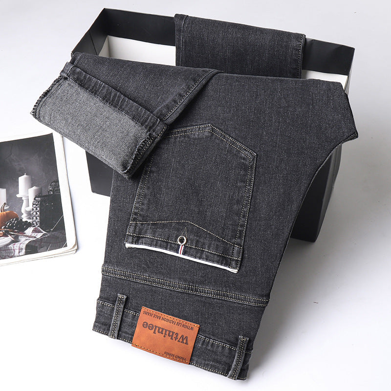 Jeans Herren Straight Loose Casual Pants Fleece-gefütterte, verdickte Herrenhose
