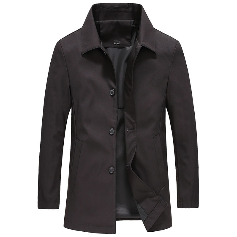 Veste d'affaires à col polo pour homme, couleur unie, manteau léger à boutons courts, automne-hiver