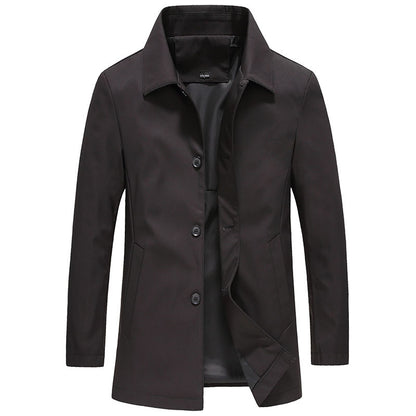 Veste d'affaires à col polo pour homme, couleur unie, manteau léger à boutons courts, automne-hiver