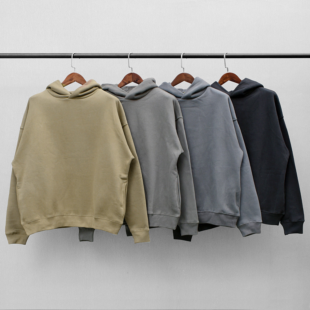Klassischer einfarbiger High Street Plus Fleece-Kapuzenpullover für Herren