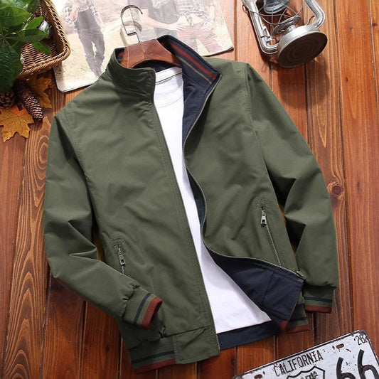 Veste de sport pour homme, double face, col montant, décontractée
