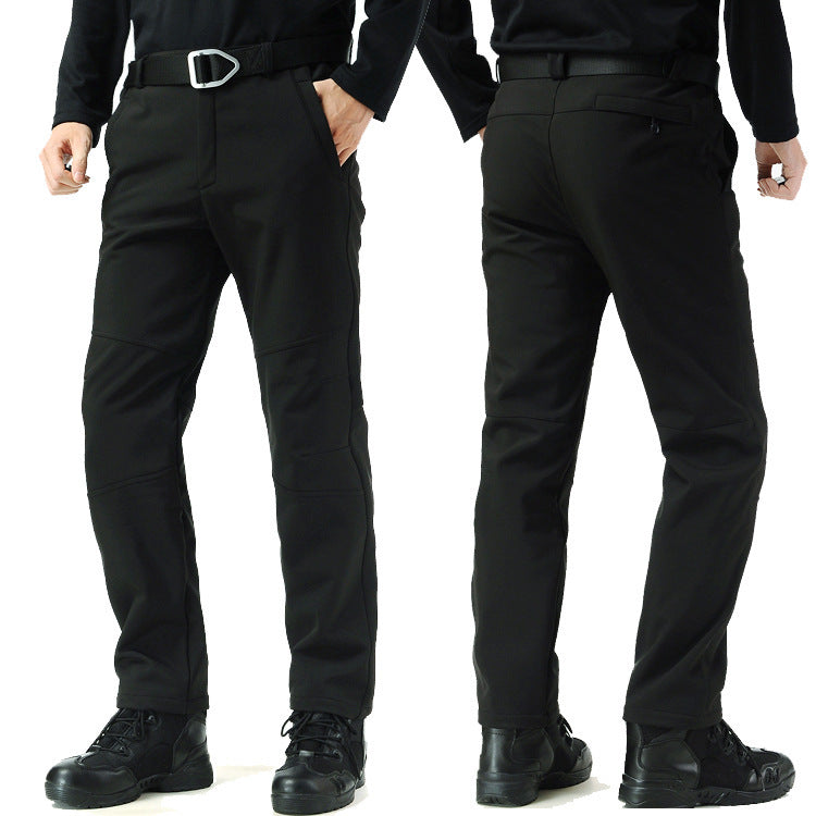 Pantalon tactique d'extérieur à coque souple pour homme, ample, grande taille, doublé polaire, pour l'escalade
