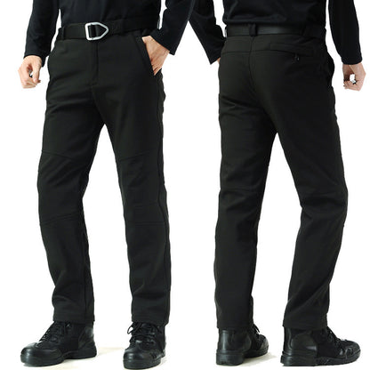 Pantalon tactique d'extérieur à coque souple pour homme, ample, grande taille, doublé polaire, pour l'escalade