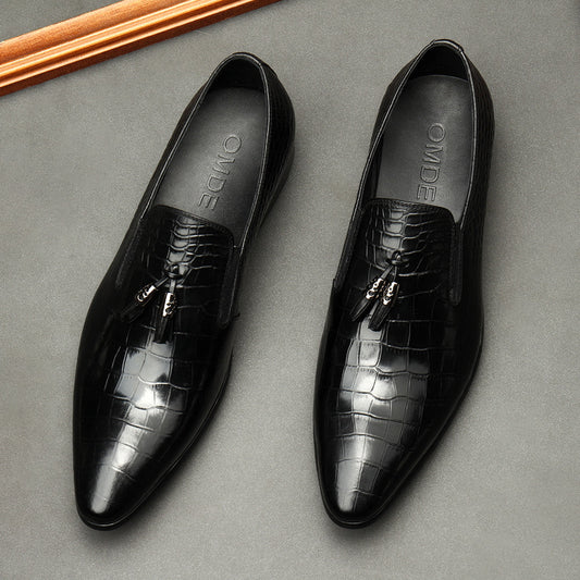 Formal Men Business Dress Pointed Toe Shoes Genuine Leather Mens - ARCHSHOPE