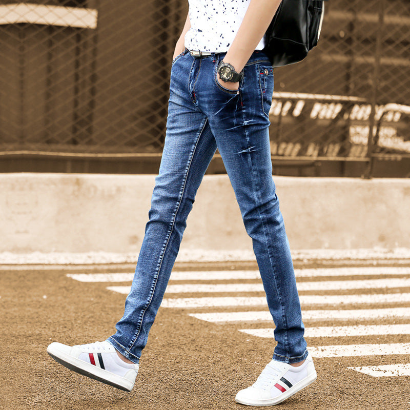 Jean de printemps pour homme, coupe slim, noué à la cheville