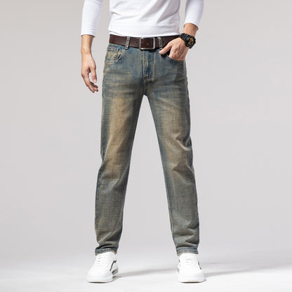 Herren Straight Stretch Slim Retro Running Volumen Vielseitige Retro Herren Lange Jeans