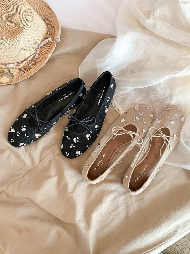 French Style Hollow-out Nude Apricot Temperament Sandals For Women, New 2026 Summer Gentle Rivet Fairy Mary Jane Mesh Sandals