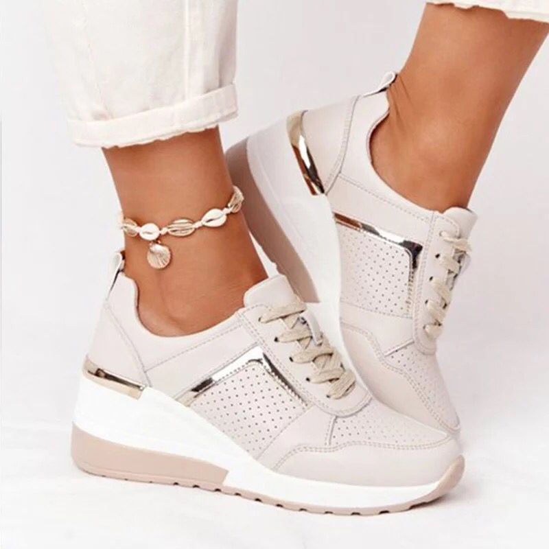 Plus Size Casual Platform Dad Shoes Lace-up Wedge Sports Women - ARCHSHOPE