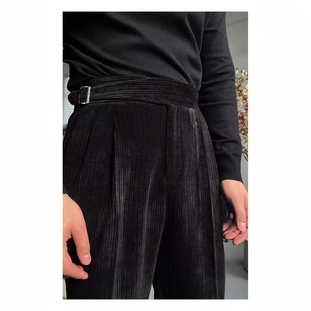 Mittelhohe Taille Anzughose Herren Freizeithose Slim Drooping Straight