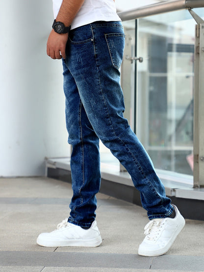 Slim Fit Stretch Men's Youth Blue Casual Pants - ARCHSHOPE