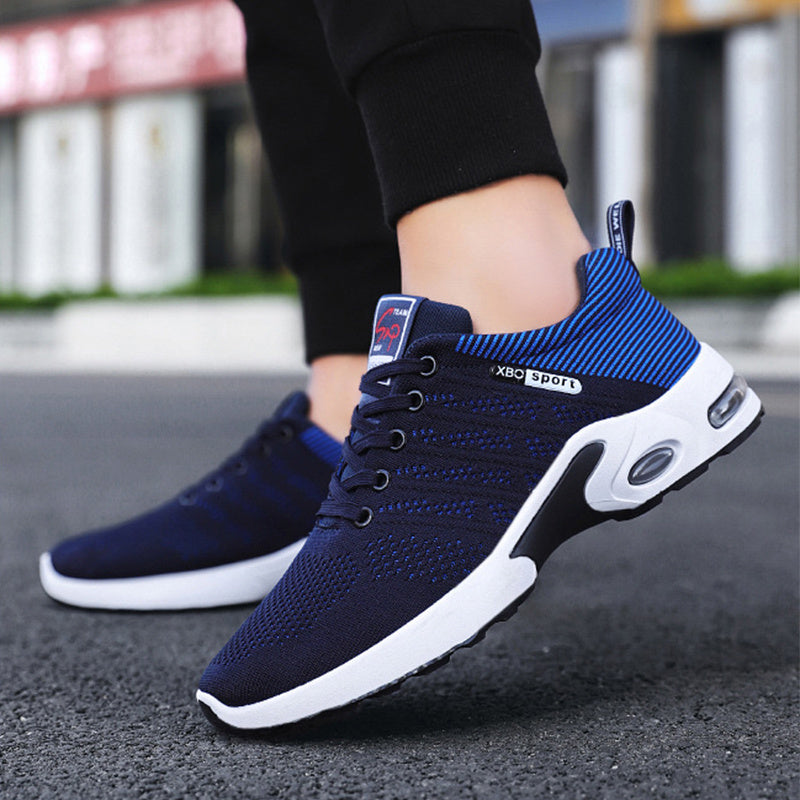 Modische Mesh-Schuhe mit gestreiftem Design für Herren, atmungsaktive Schnür-Sneaker für den Außenbereich, lässige, leichte Laufsportschuhe für Herren