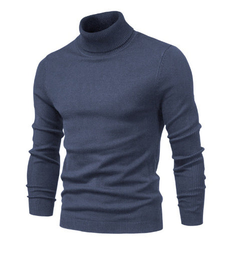 Men's Solid Color Slim Pullover Turtleneck Sweater Winter Casual Tops Clothing - ARCHSHOPE