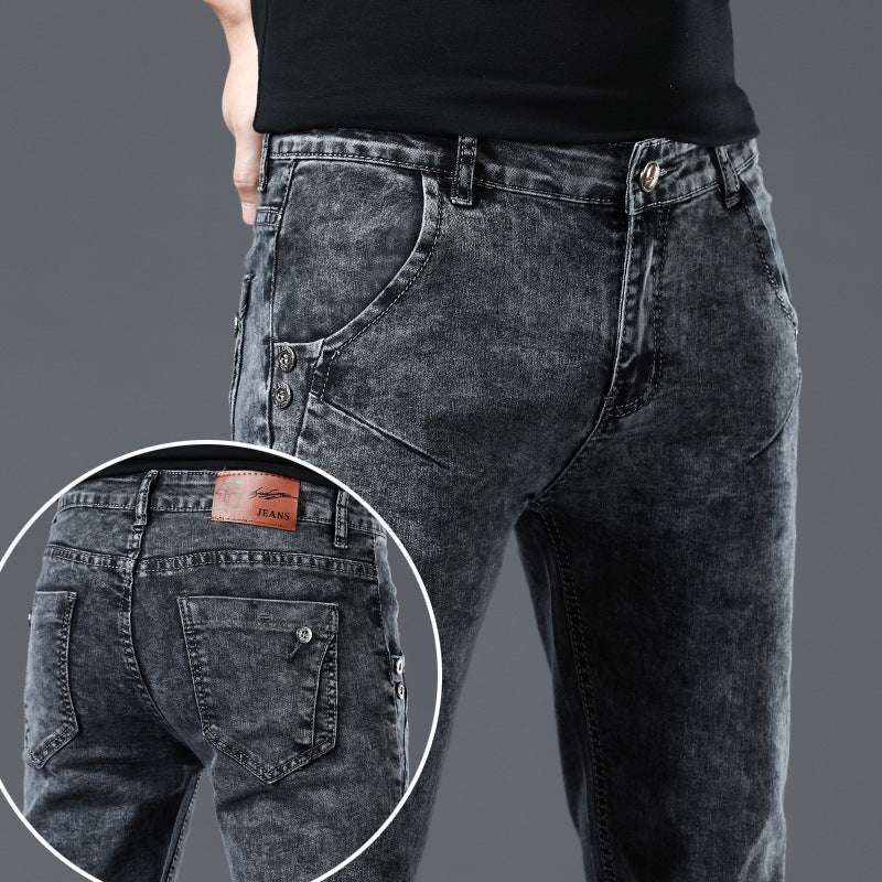 Jeans Herren Slim Fit Stretch Skinny Hose im koreanischen Stil