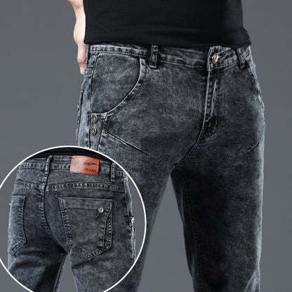 Jeans Herren Slim Fit Stretch Skinny Hose im koreanischen Stil