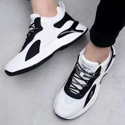 Baskets tendance noires et blanches, chaussures de sport décontractées, légères et respirantes pour hommes