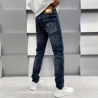 Lässige Slim Fit Jeans für Herren mit geradem Bein und elastischem Bund