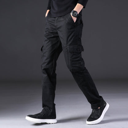 Salopette pour homme, pantalon décontracté d'extérieur, pur coton, coupe droite, ample, multi-poches
