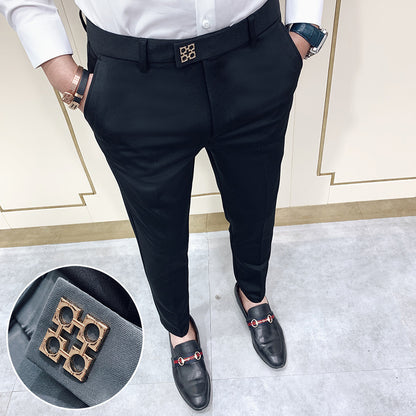 Pantalon de costume moulant pour homme