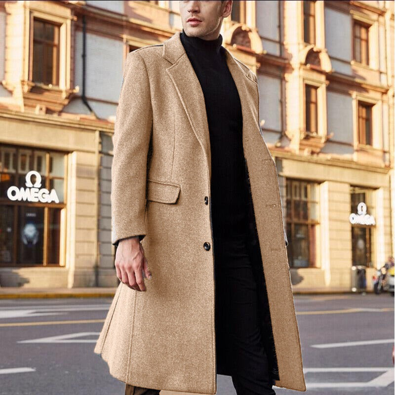 Men's Long Trench Coat Woolen Coat - ARCHSHOPE