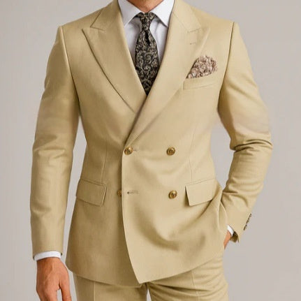 Costume homme européen et américain deux pièces croisé costume chanteur de fête de mariage