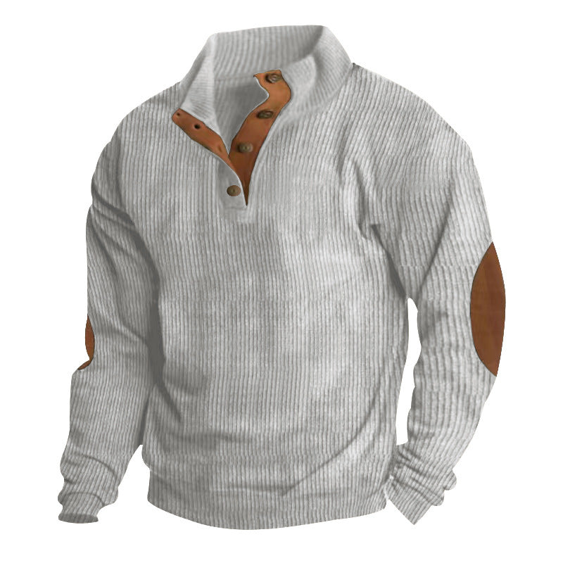 Corduroy Casual Stand Collar Long-sleeved Sweater - ARCHSHOPE