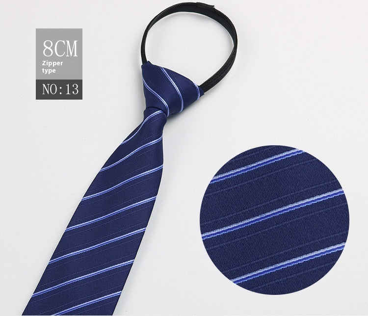 Black Men's Tie Striped Blue Business Tie Lazy Zip Tie In Stock Wholesale Pull Peels - ARCHSHOPE