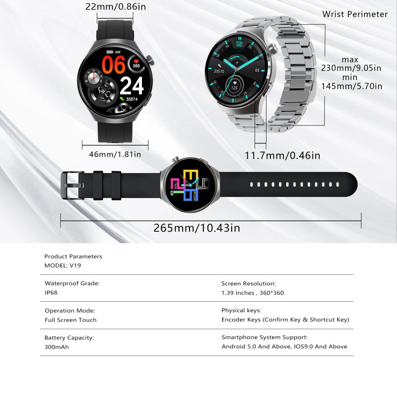 SENBONO V19 Business Men Smart Watch Answer Call Heart Rate Water Proof Sports Fitness Smartwatch Men - ARCHSHOPE