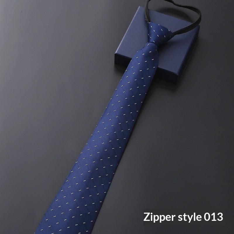 Mens Business Formal Zipper Tie With Blue Stripes - ARCHSHOPE