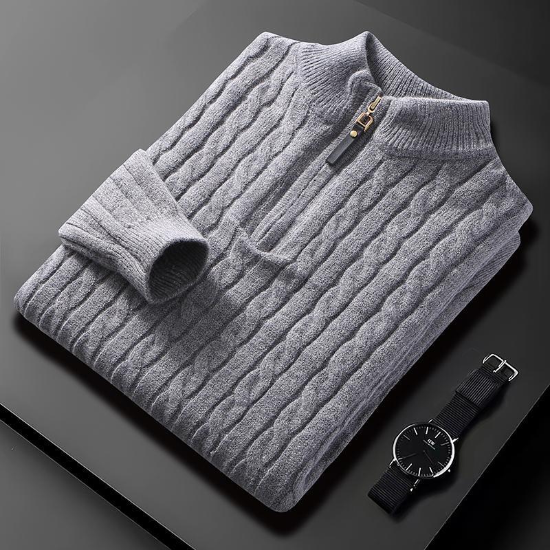 Herbst Winter Herren Half Zip Pullover Diamond Lattice Pullover