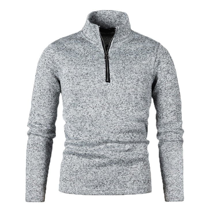 Winter Herren Pullover Knopfleiste Reißverschluss Design Volltonfarbe