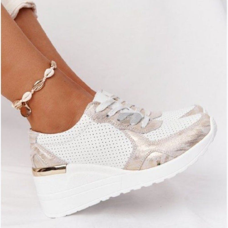 Plus Size Casual Platform Dad Shoes Lace-up Wedge Sports Women - ARCHSHOPE