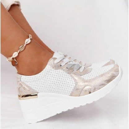 Plus Size Casual Platform Dad Shoes Lace-up Wedge Sports Women - ARCHSHOPE