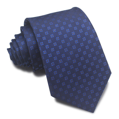 8CM Polyester Jacquard Striped Tie Men's Business Formal Red Black Blue - ARCHSHOPE