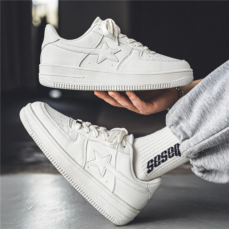Thick Soled White Casual Sneakers For Men - ARCHSHOPE