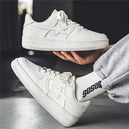 Thick Soled White Casual Sneakers For Men - ARCHSHOPE