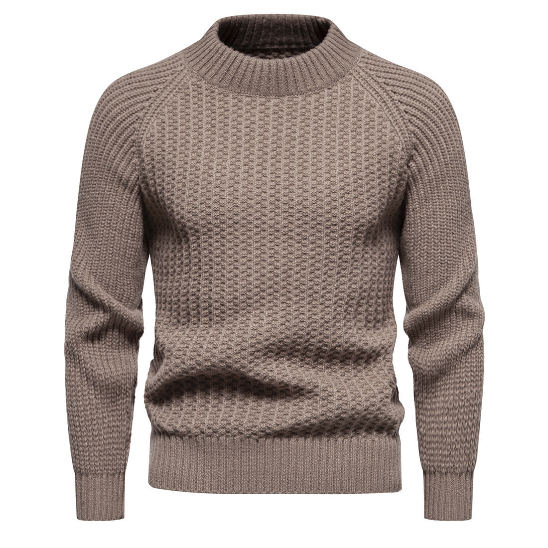 Pull décontracté ample à col rond pour homme, couleur unie