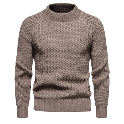 Pull décontracté ample à col rond pour homme, couleur unie