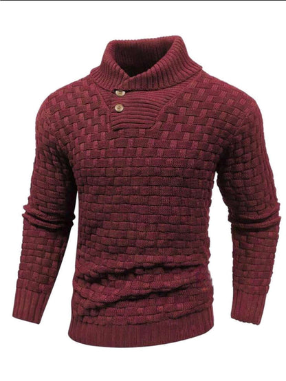 Men's Slim Turtleneck Sweater With Button Design Fashion Casual Solid Color Pullover Top Clothing - ARCHSHOPE