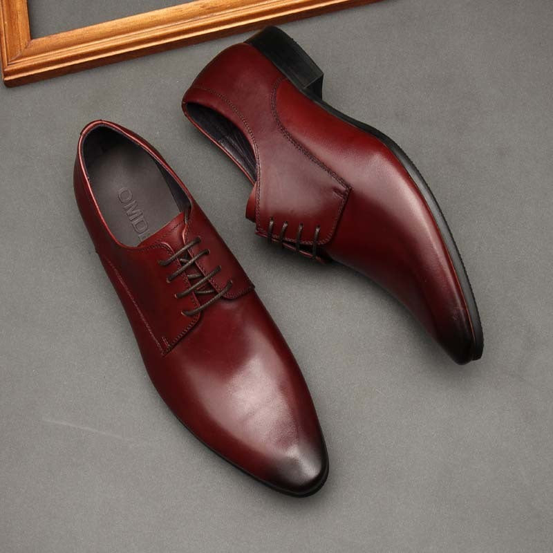 Spitz zulaufende Herrenschuhe Britische Business-Anzüge Schnürschuhe aus schwarzem Leder Hochzeitsschuhe für Herren