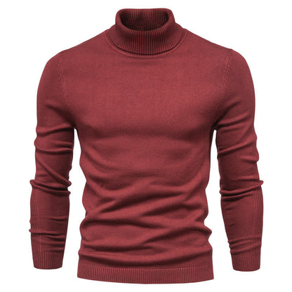 Men's Solid Color Slim Pullover Turtleneck Sweater Winter Casual Tops Clothing - ARCHSHOPE