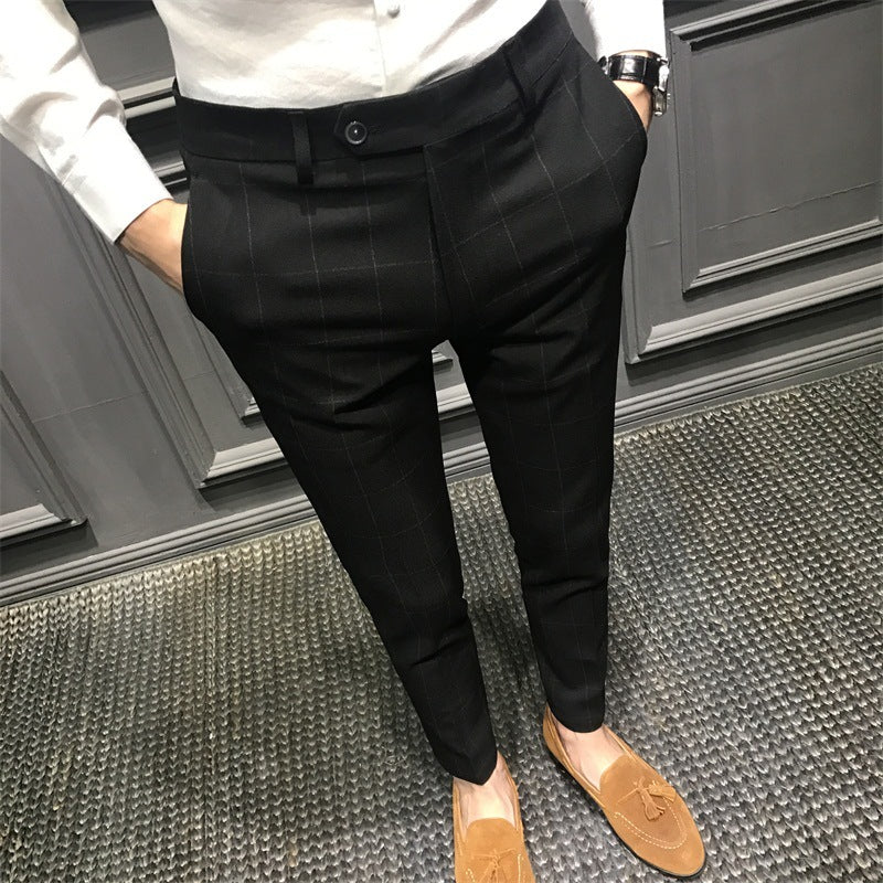 Pantalon de costume décontracté à carreaux britanniques de printemps