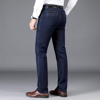 Pantalon décontracté extensible pour homme, jean droit taille haute