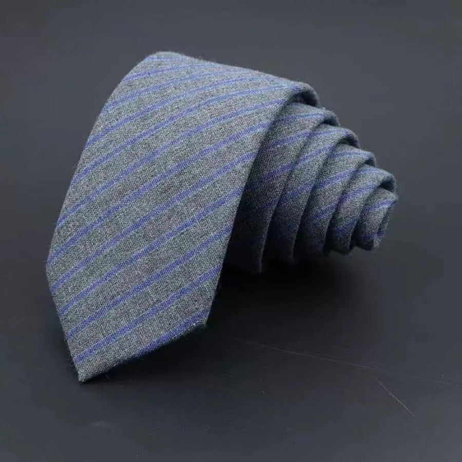 Thickened Sanded Fabric Hand Hit Men's Business Fashion Striped Solid Color Tie Cotton Formal Wear - ARCHSHOPE