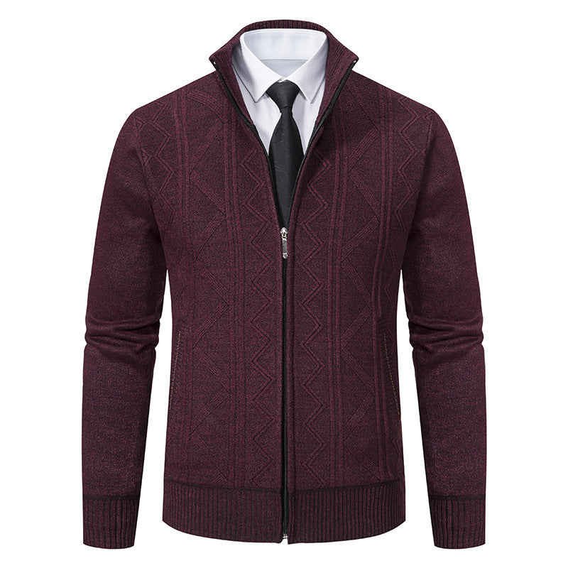 Herbst Winter Männer Wollpullover Herren Strickjacke Mantel Stehkragen
