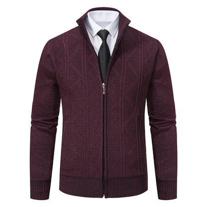 Herbst Winter Männer Wollpullover Herren Strickjacke Mantel Stehkragen